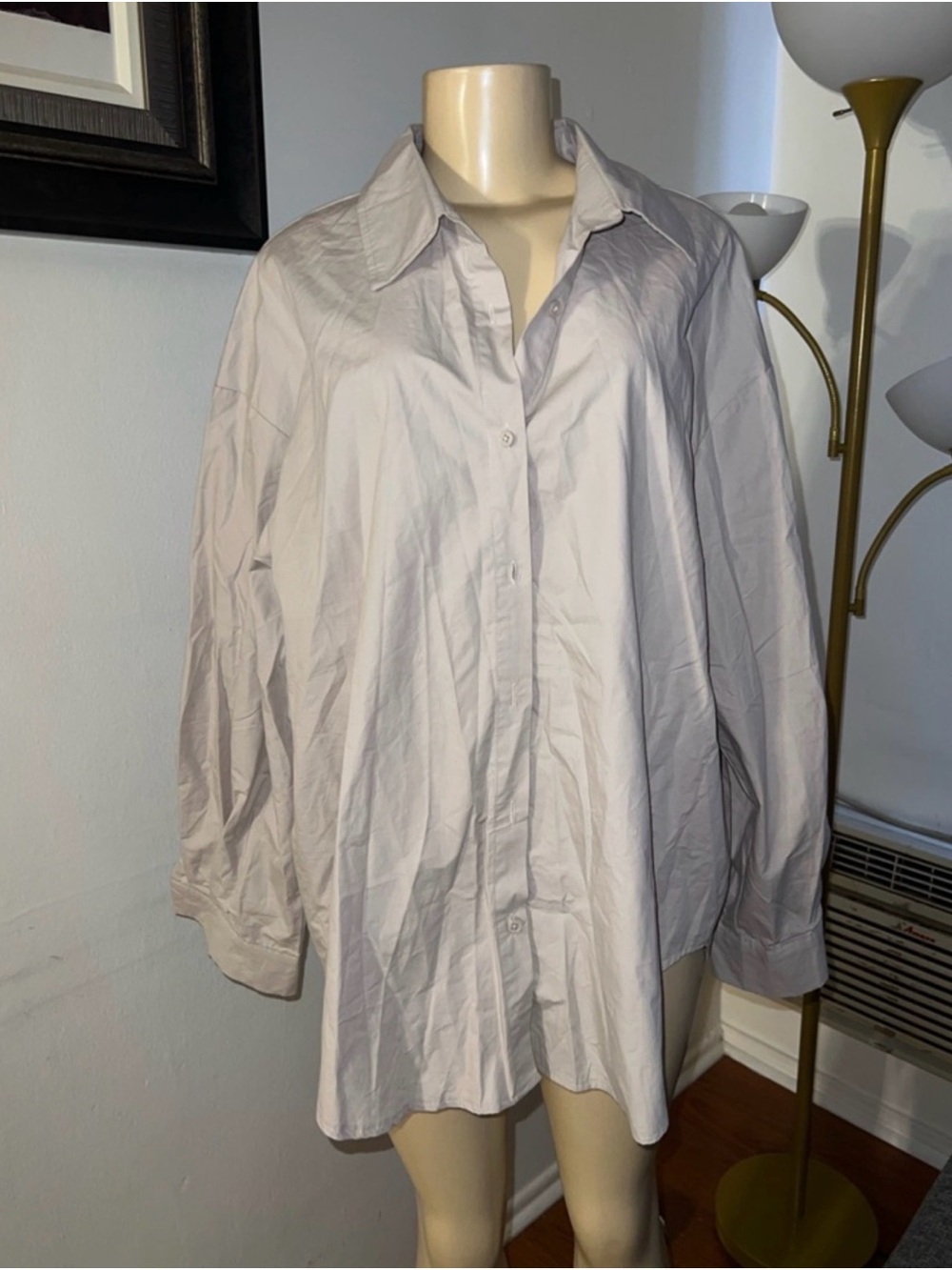 Women's Casual Button-Down Shirt in Light Gray
